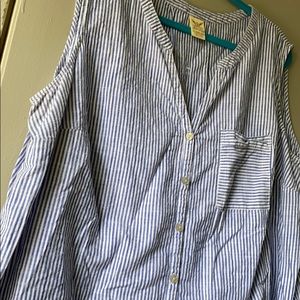 Faded Glory Blue/White Striped sleeveless blouse